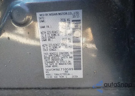 2016 Nissan Rogue S/Sl/Sv из США, поврежденный, VIN 5N1AT2MT8GC759589